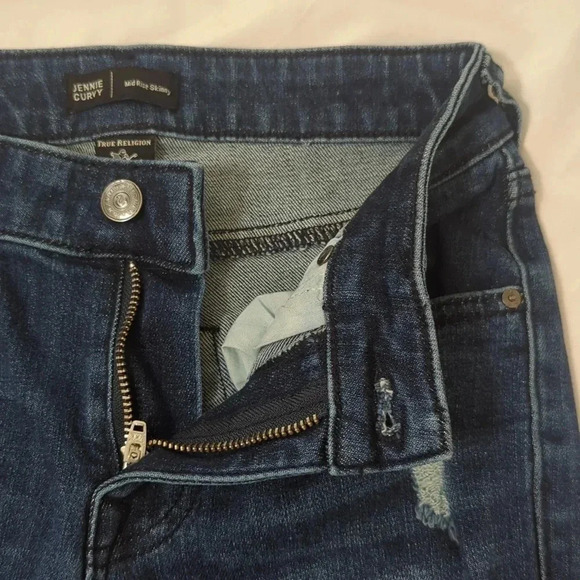 True Religion Jennie Mid Rise Curvy Skinny Jean, Color Dark Indigo Size 24 - Picture 10 of 15